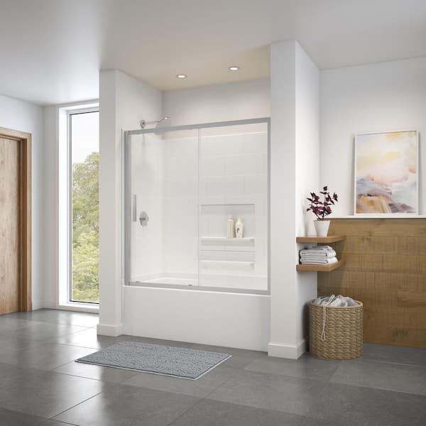 MAAX Connect 57 x 57 in. 6 mm Sliding Tub Door for Alcove Installation with Clear glass in Chrome