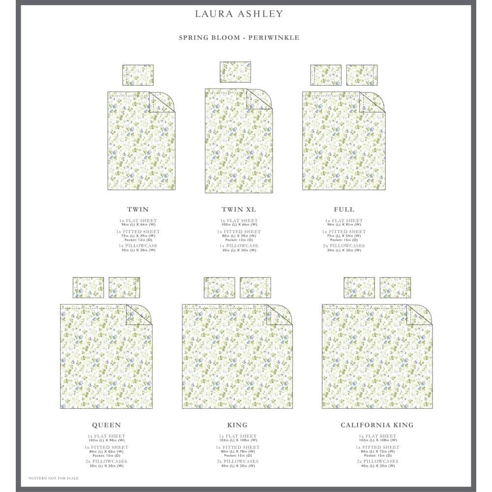 King Blue Floral Cotton Sateen Sheet Set