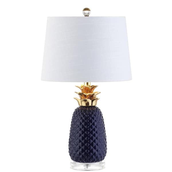 Pineapple 23 in. Navy/Gold Ceramic Table Lamp