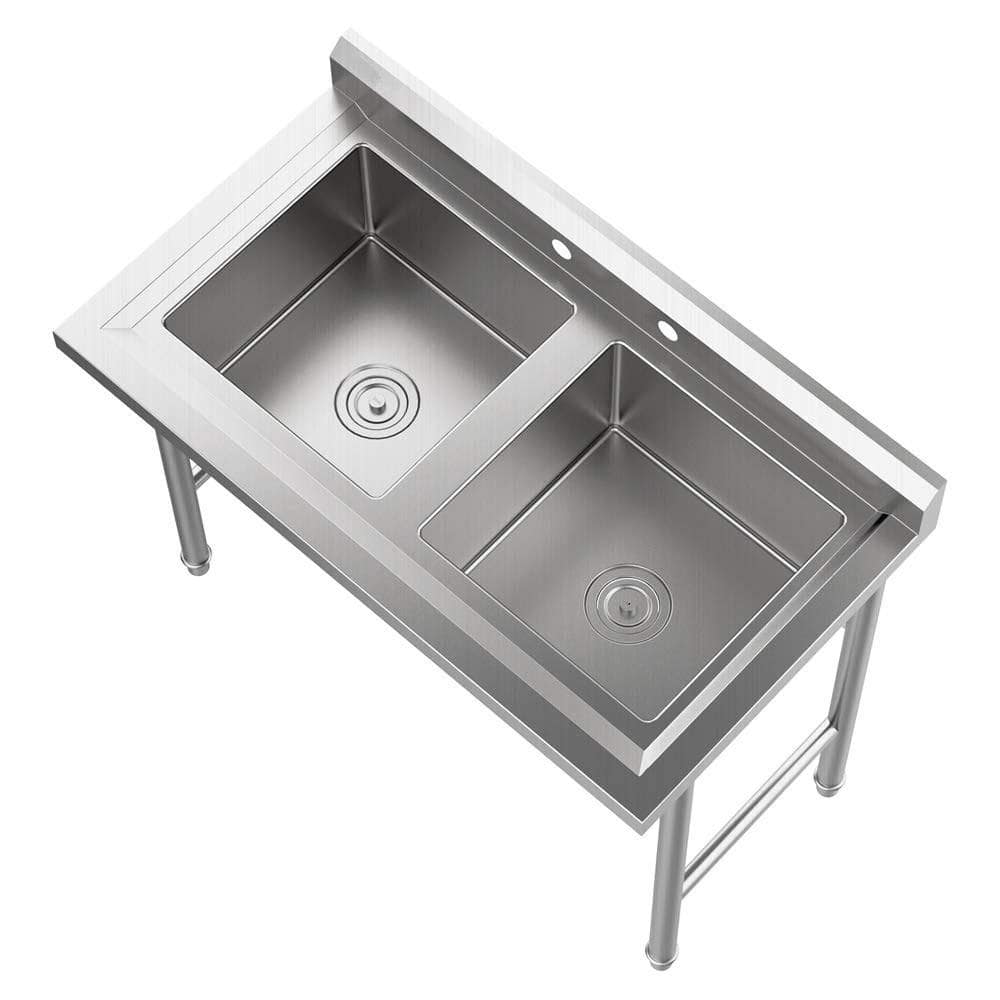 Silver Stainless Steel 36" Double Compartment Utility Sink