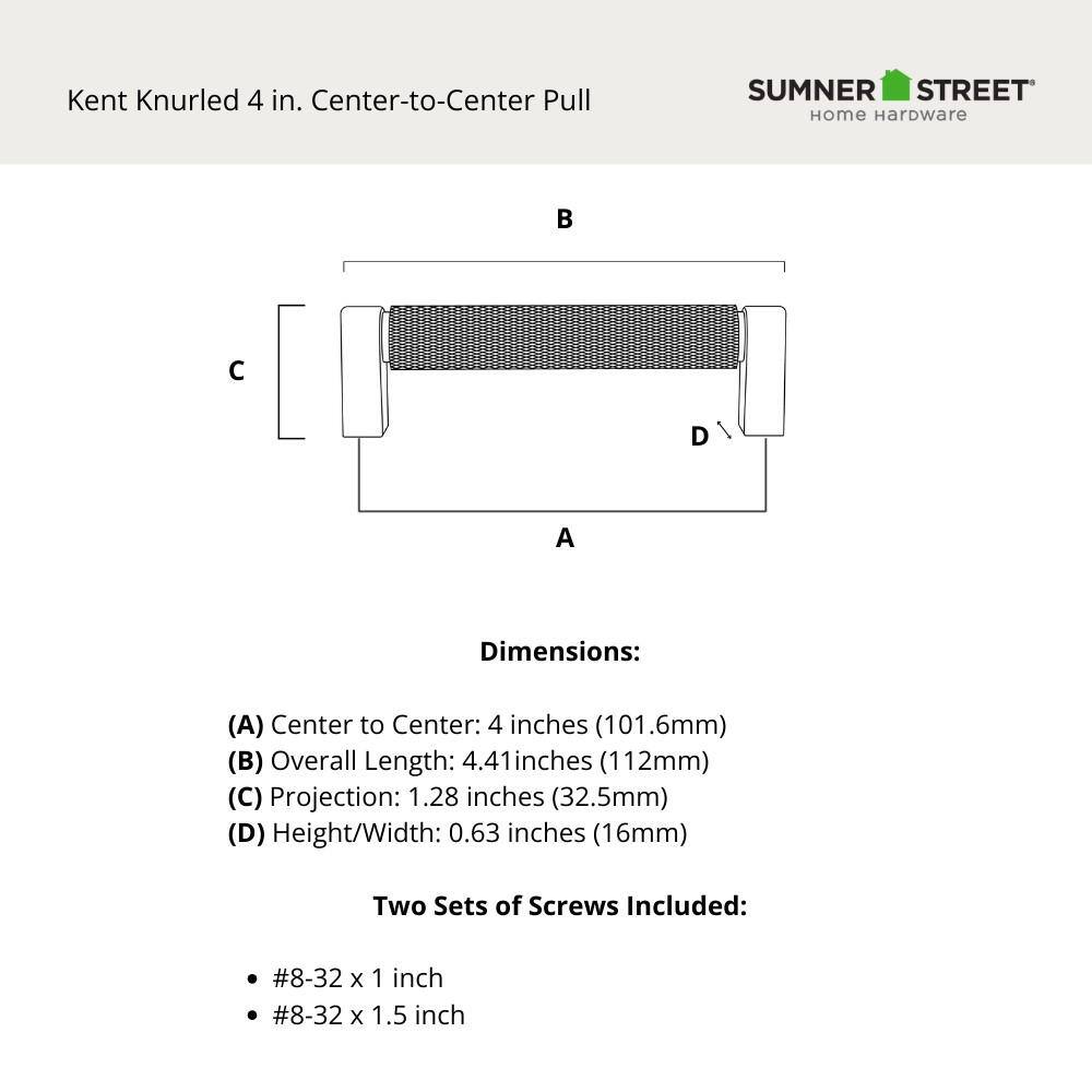 Kent Matte Black 4" Knurled Bar Pull Multipack