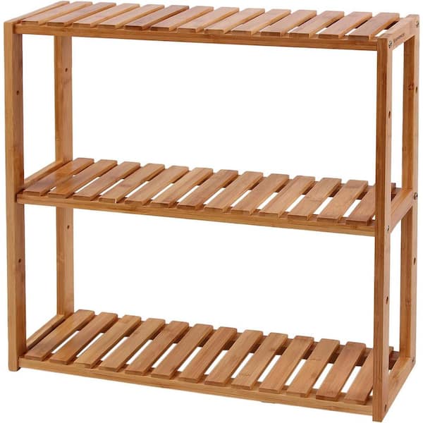 Cubilan 23.6 in. W x 5.9 in. D Natural Decorative Wall Shelf, Bamboo Bathroom Shelf