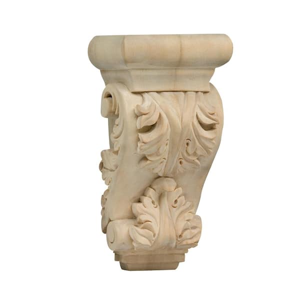 Waddell Acanthus Corbel - Small, 6.5 in. x 3.5 in. x 2.5 in. - Furniture Grade Unfinished Alder Wood - Elegant Home Decor Accent