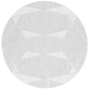 Martha Stewart Gray/Ivory 7 ft. x 7 ft. Abstract Geometric Round Area Rug