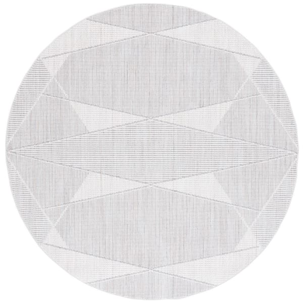 Martha Stewart Gray/Ivory 7 ft. x 7 ft. Abstract Geometric Round Area Rug
