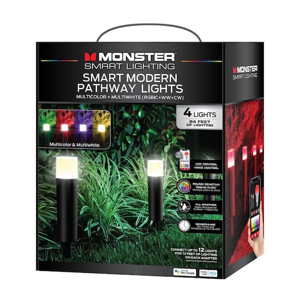 4-Light Dimmable Integrated LED Multicolor Sound Reactive Pathway Chandelier for External Garden Lights