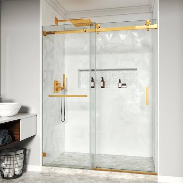 LASIHEM 56-60 in. W x 72 in. H Single Sliding Frameless Shower