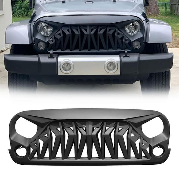 Front Shark Grille for 2007 to 2018 Jeep Models, Matte Black