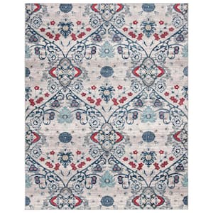 Brentwood Navy/Gray 8 ft. x 10 ft. Floral Area Rug