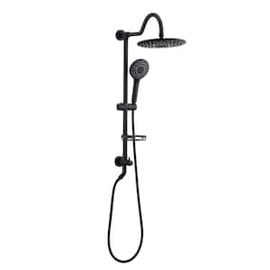 Single Handle 4-Spray Patterns Wall Mount Shower Faucet 2.5 GPM Dual Shower Heads with Sliding Rod in Matte Black