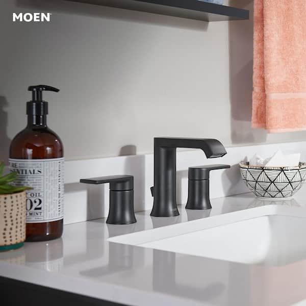 Genta 8 in. Widespread Double Handle Bathroom Faucet in Matte Black(Valve Included)