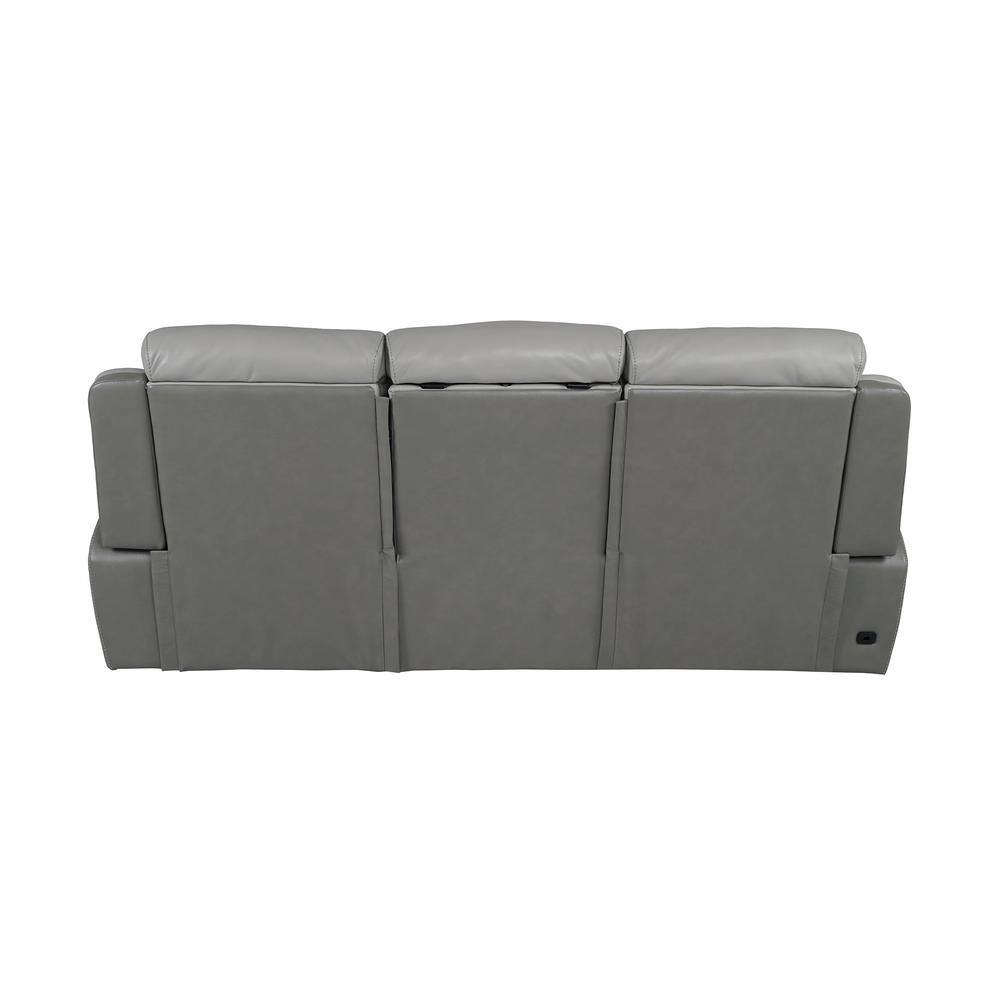 Rosalyn 87" Gray Faux Leather Reclining Sofa with Cup Holders