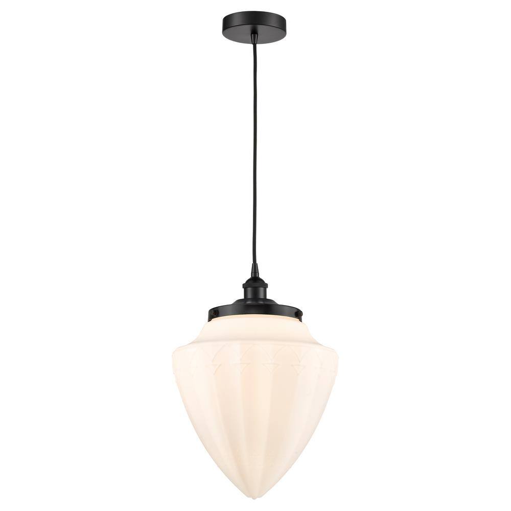 Bullet 60-Watt 1-Light Matte Black Standard Mini Pendant Light with Matte White Glass, No Bulbs Included price history on PriceWatchPro