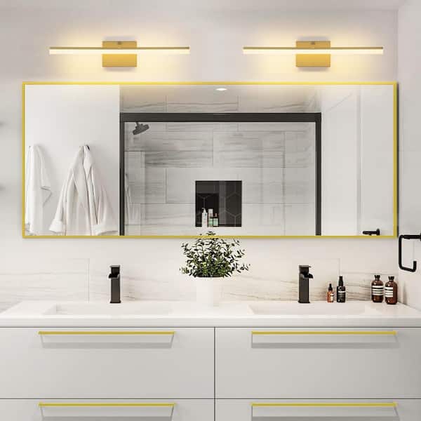 Manuela 22.8 in. Modern Gold Linear Integrated LED 3000K Warm Light Bathroom Vanity Lights for Mirror