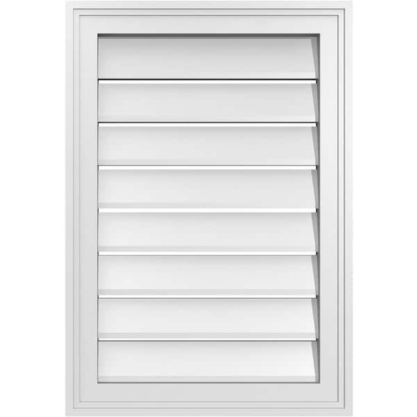 Ekena Millwork 18" x 26" Vertical Surface Mount PVC Gable Vent: Functional with Brickmould Frame