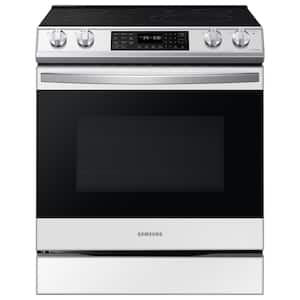 Bespoke 30 in. 6.3 cu. ft. 5-Element Smart Slide-In Electric Range in White Glass with Convection Oven and Air Fry