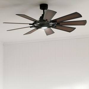 Gentry 60 in. Indoor Anvil Iron Downrod Mount Ceiling Fan with Integrated LED with Wall Control Included