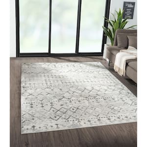 Reese Light Grey/Cream 4 ft. x 6 ft. Moroccan Global Woven Area Rug