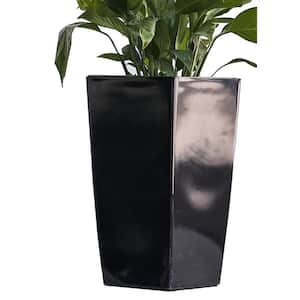 22.4 in. H Black Plastic Self Watering Indoor Outdoor Square Planter Pot, Tall Decorative Gardening Pot, Home Decor