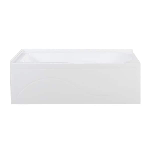 Ivy 54 x 30 Left Drain Soaking Alcove Corner Apron Bathtub in Glossy White with Integrated Overflow, Drain Included