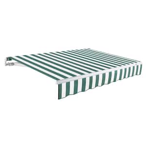 16 ft. Maui Right Motorized Retractable Awning 192 in. W x 9.25 in. H x 120 in. D Acrylic Fabric in Forest/White Stripe