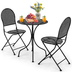 3-Piece Metal Outdoor Bistro Set All-weather Table and Chair Set for 2 Person Modern Furniture Set