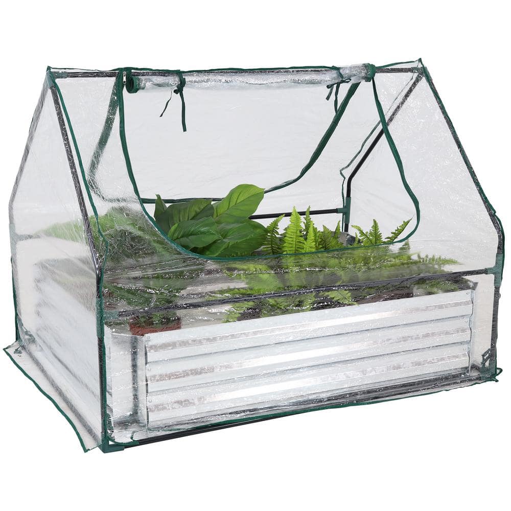 Clear PVC and Galvanized Steel Raised Garden Bed with Cover