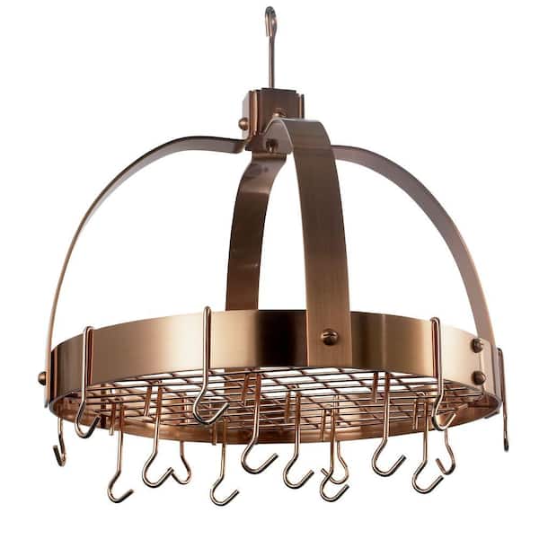 Old Dutch Old Dutch 20 in. x 15.25 in. x 21 in. Dome Satin Copper Pot Rack with Grid and 16 Hooks