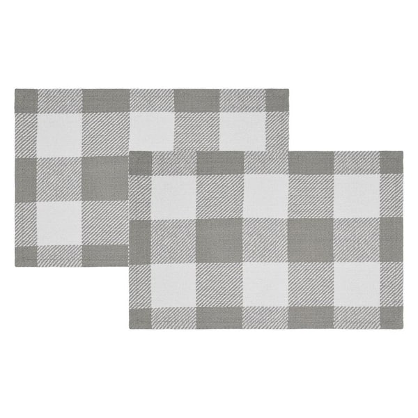 VHC Brands Annie 19 in. W x 13 in. H Gray Cotton Checkered Placemat (Set of 2)