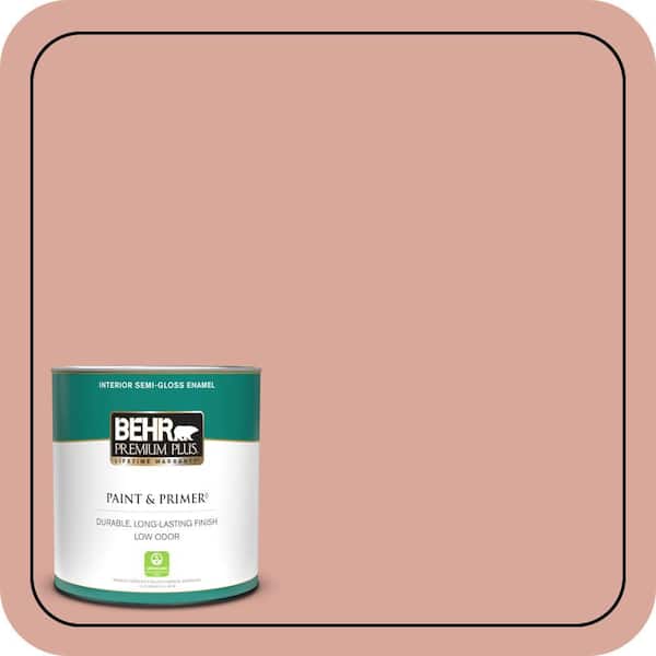 BEHR PREMIUM PLUS 1 qt. #PMD-70 Cottage Rose Semi-Gloss Enamel Low Odor Interior Paint & Primer