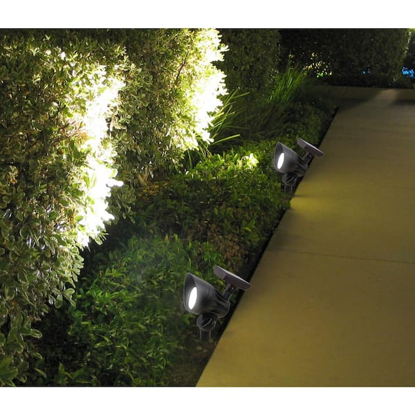 Hampton Bay Solar Black Outdoor Integrated LED 3000K Warm White 30 Lumen Landscape Spot Light