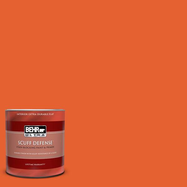 BEHR ULTRA 1 qt. #S-G-230 Startling Orange Extra Durable Flat Interior Paint & Primer