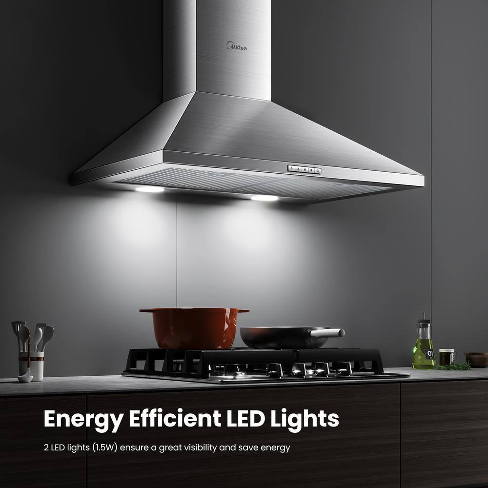 Midea 30-Inch Stainless Steel Convertible Wall Mounted Range Hood