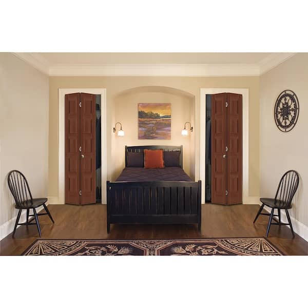 24 in. x 80 in. Conmore Amaretto Stain Smooth Hollow Core Molded Composite Interior Closet Bi-Fold Door