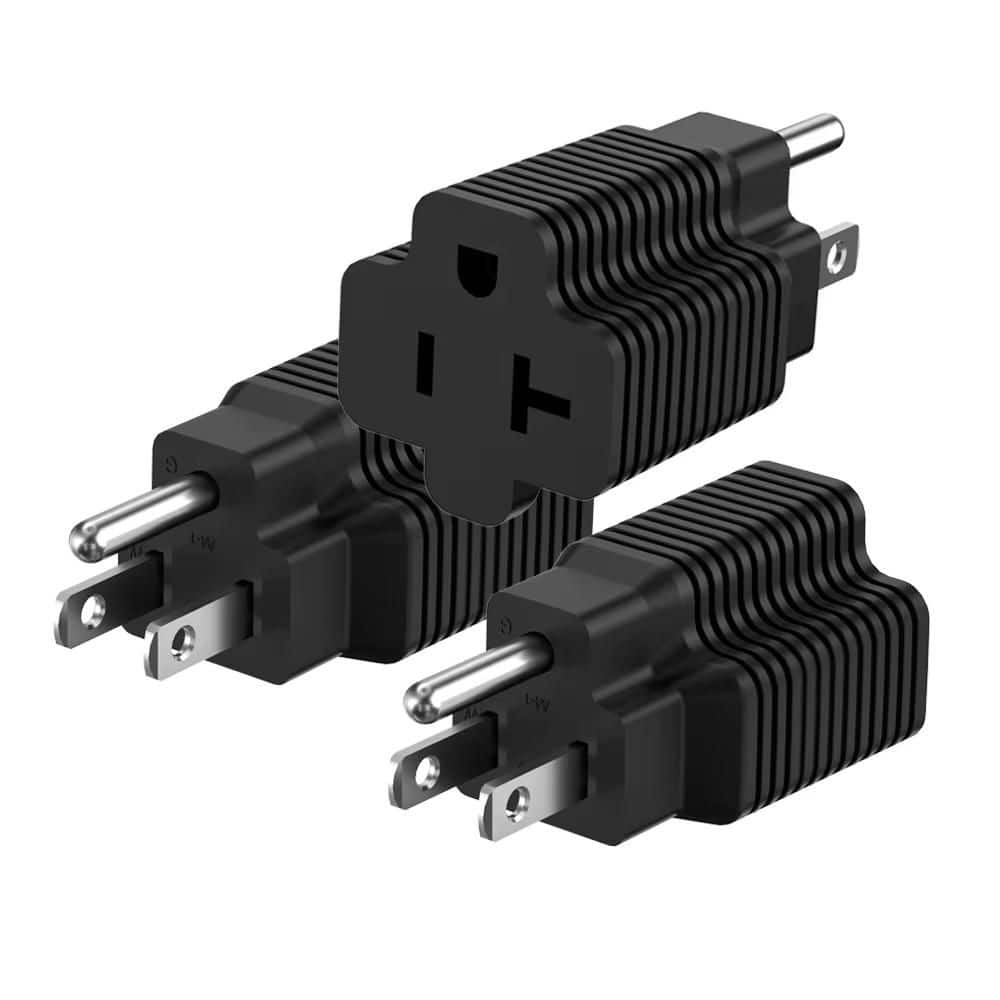 15A 3-Prong to 20A 3-Prong AC Power Adapter, NEMA Standard Plug Converter, 15A to 20A Electrical Adapter, Black, 3 Pack