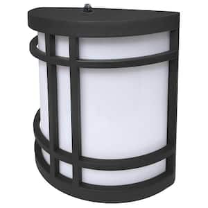 10 in. Black Dusk to Dawn Outdoor Hardwired Integrated LED Half Cylinder Wall Sconce Selectbale CCT