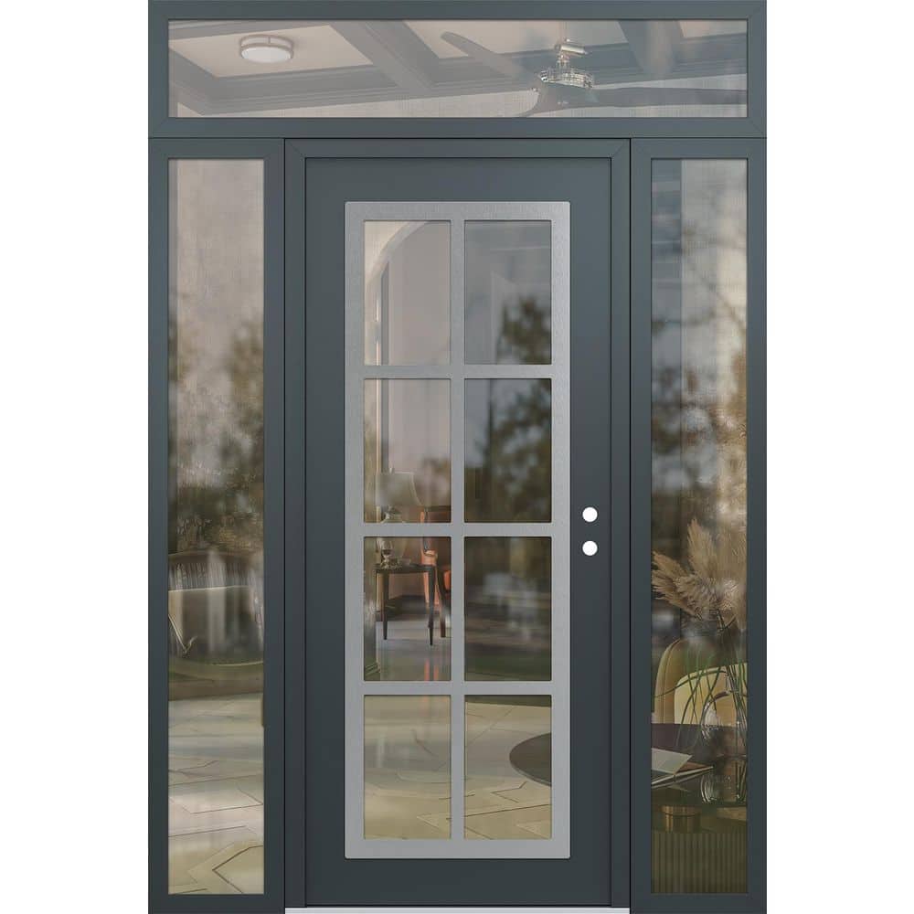 C16 60 in. x 96 in. Silver P Left-Hand/Inswing Clear Glass Anth/Anth 2 Sidelite + Transom Steel Prehung Front Door price history on PriceWatchPro