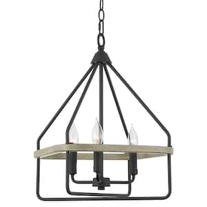 Calhoun 60-Watt 3-Light Sandblasted Black Farmhouse Chandelier, No Bulb Included