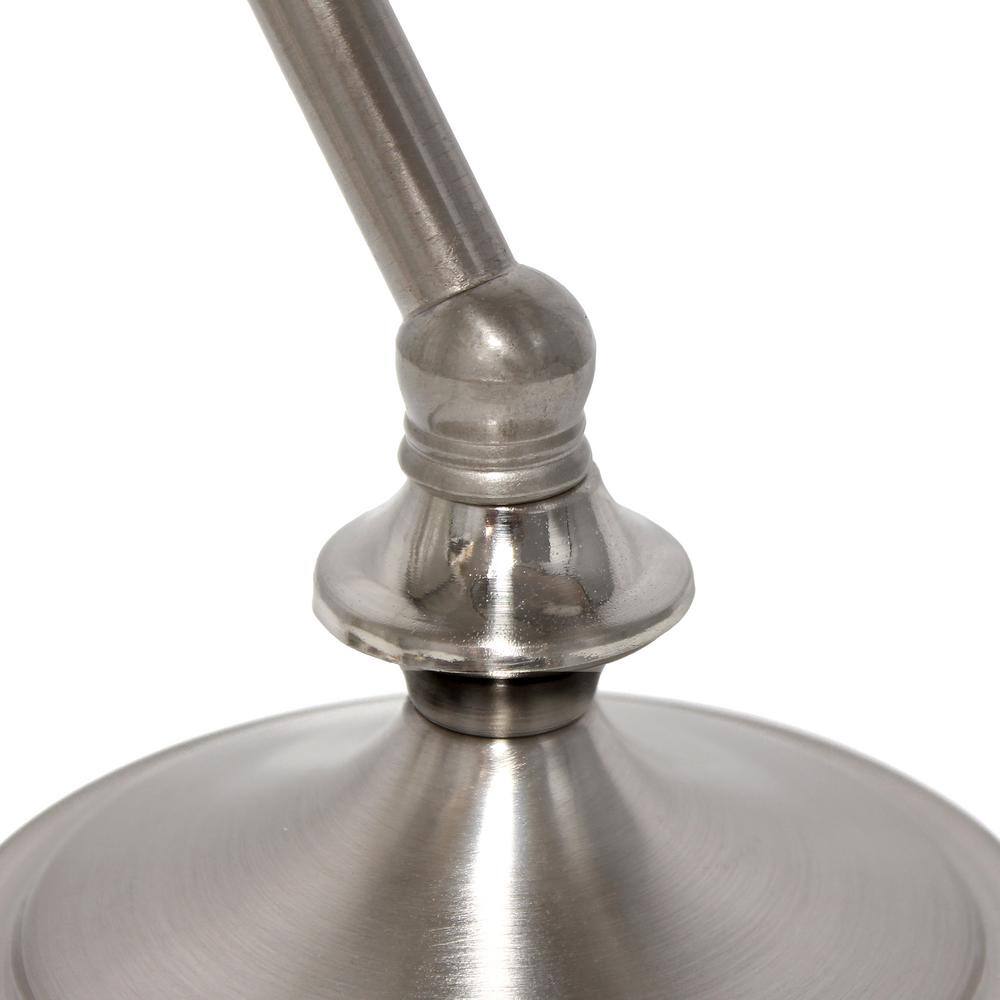Petite Brushed Nickel Bankers Table Lamp with Black Glass Shade