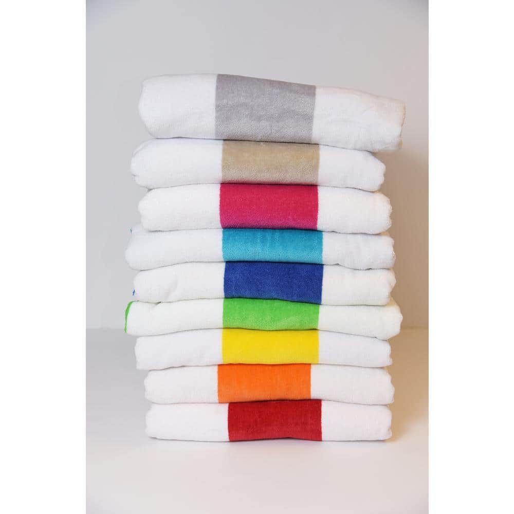 Tropical Cabana 100% Cotton Beach Towel in Silver (2-Pack)