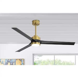 Parvez 60 in. Integrated LED Indoor Black-Blade Gold Ceiling Fans with Light and Remote Control Included