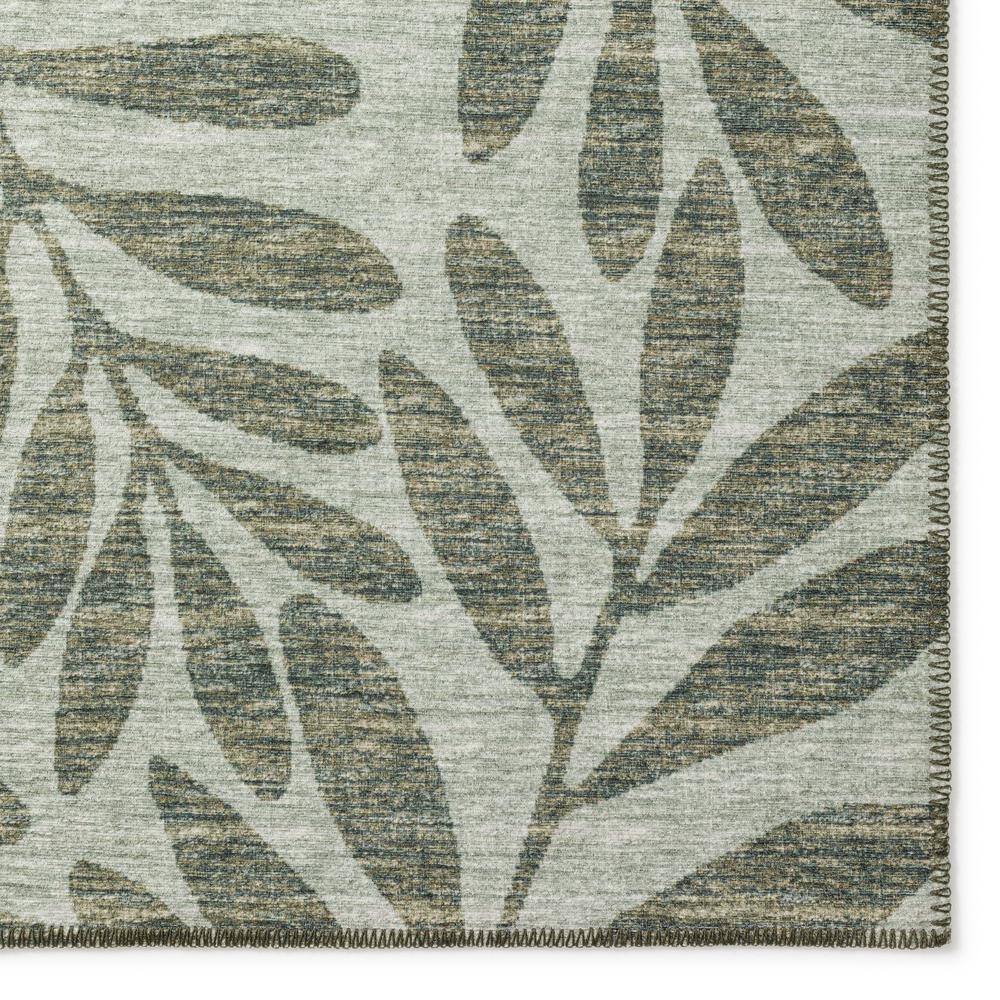 Yuma Tropical Leaves Green Chenille 3' x 5' Easy-Care Area Rug