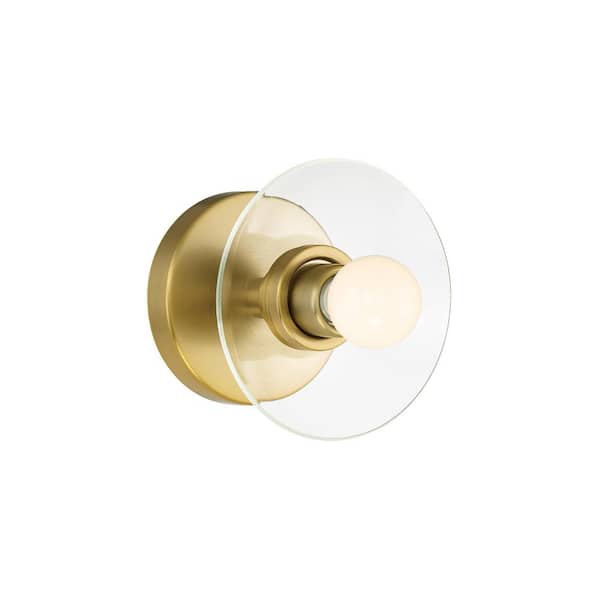 Litto 6 in. 1-Light Brushed Gold Modern Wall Sconce with Clear Glass Sheild