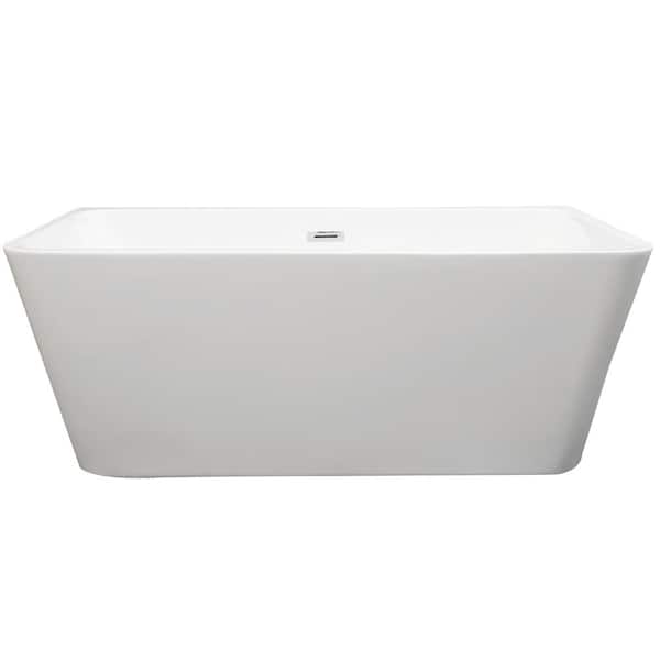 ROSWELL Gubbio 59 in. Acrylic Flatbottom Non-Whirlpool Bathtub in White