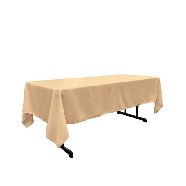 LA Linen Polyester Poplin 60 in. x 108 in. Khaki Rectangular Tablecloth