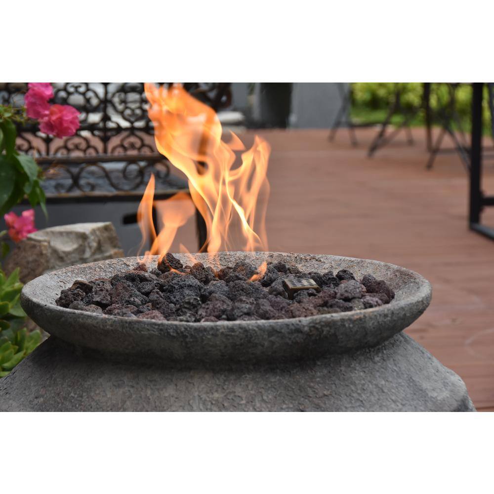 Round Brown Concrete Propane Fire Pit Table