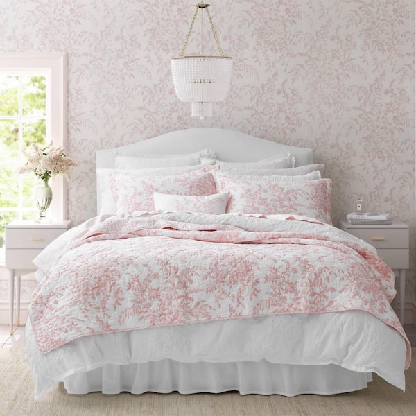 Laura Ashley Bedford 2-Piece Pink Cotton Twin Quilt Set