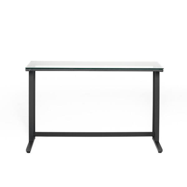 Noble House 48 in. Rectangular Black Computer Desk with Open Storage 7316
