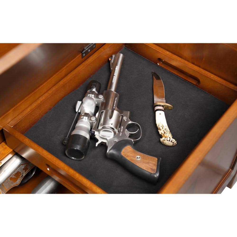 Transitional Medium Brown Wood Veneer Gun Concealment Bench with Storage