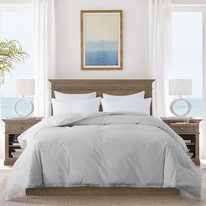 Grey Ruffled Edge All Season King Duck Down/Feather Blend Comforter